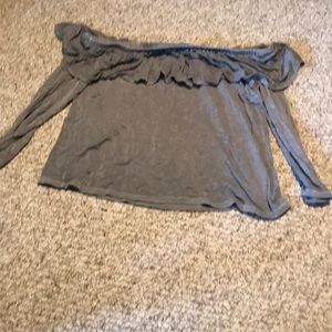 ae off the shoulder gray crop top